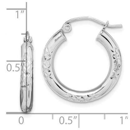 10K Weißgold Diamantiert 3mm Creolen