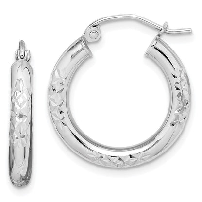 10K Weißgold Diamantiert 3mm Creolen