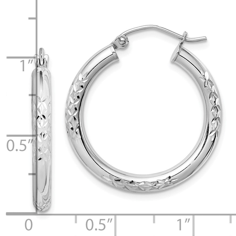 10K Weißgold Diamantiert 3mm Creolen