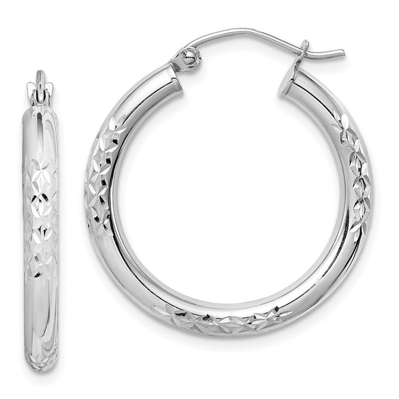 10K Weißgold Diamantiert 3mm Creolen