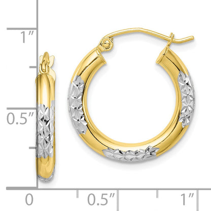 10K Gelb mit Rhodium & Rhodium Diamantiert 3mm Creolen