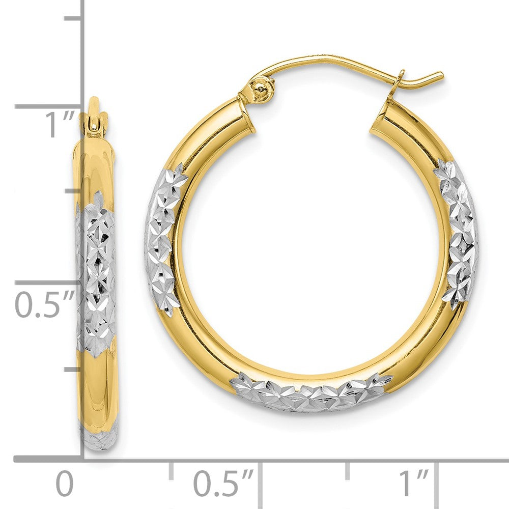 10K Gelb mit Rhodium & Rhodium Diamantiert 3mm Creolen