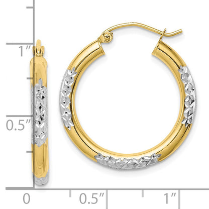 10K Gelb mit Rhodium & Rhodium Diamantiert 3mm Creolen