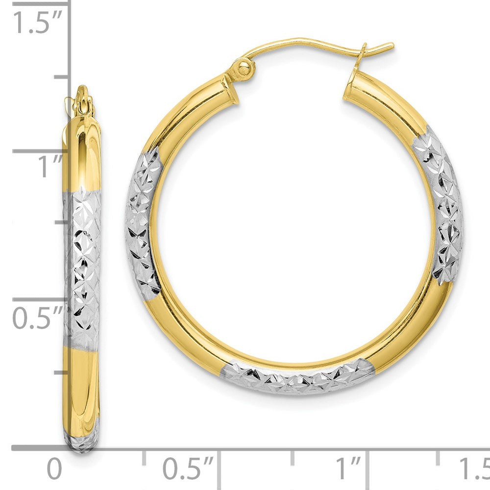 10K Gelb mit Rhodium & Rhodium Diamantiert 3mm Creolen