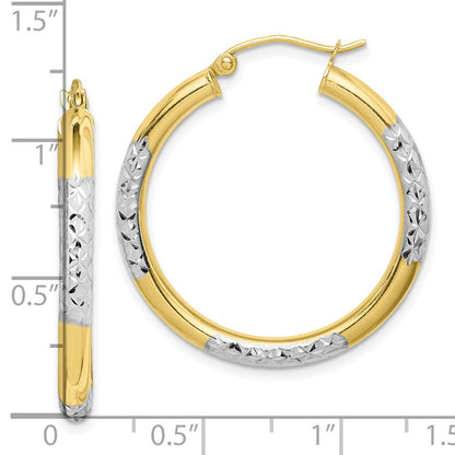 10K Gelb mit Rhodium & Rhodium Diamantiert 3mm Creolen
