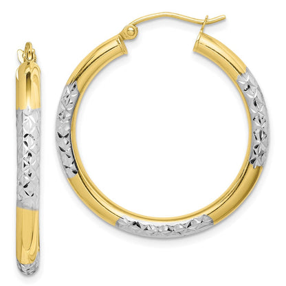 10K Gelb mit Rhodium & Rhodium Diamantiert 3mm Creolen