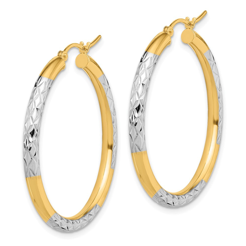 10K Gelb mit Rhodium & Rhodium Diamantiert 3mm Creolen