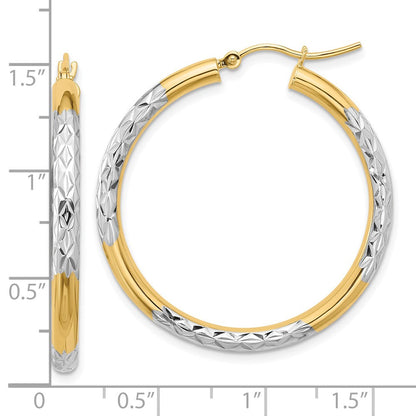 10K Gelb mit Rhodium & Rhodium Diamantiert 3mm Creolen