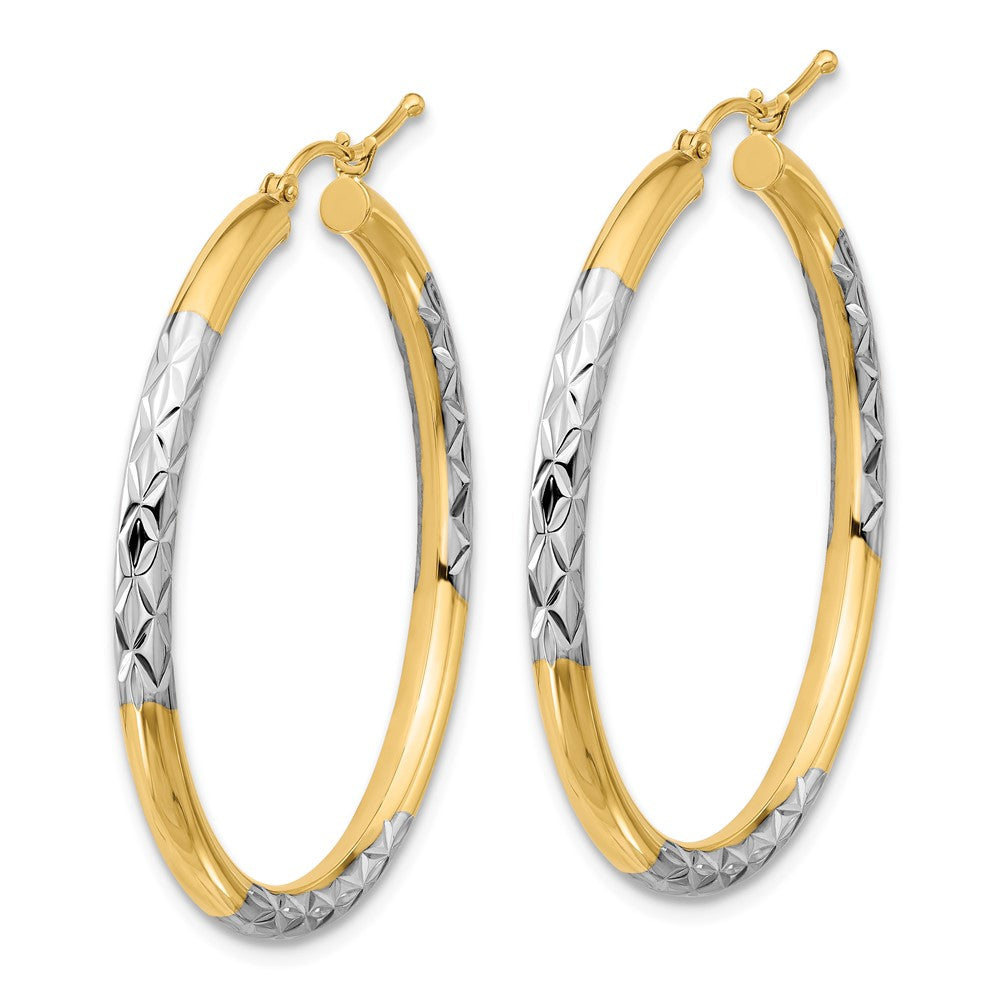 10K Gelb mit Rhodium & Rhodium Diamantiert 3mm Creolen