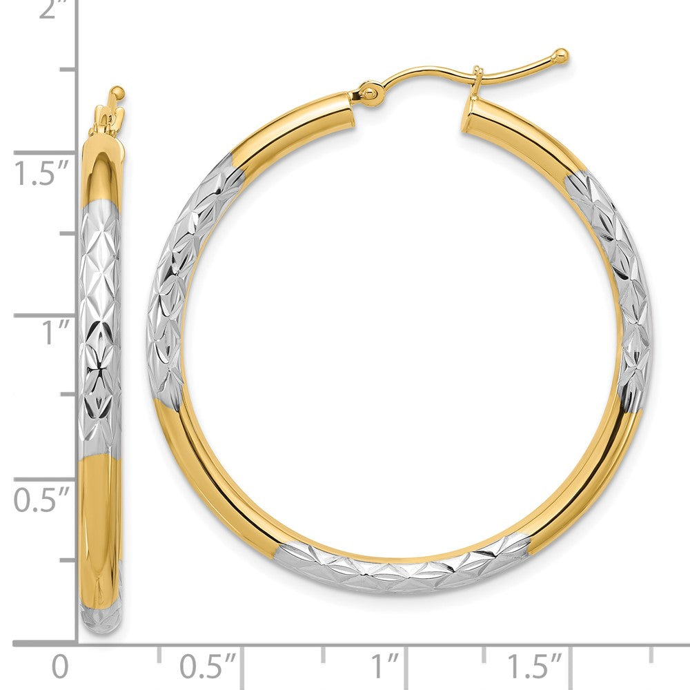10K Gelb mit Rhodium & Rhodium Diamantiert 3mm Creolen