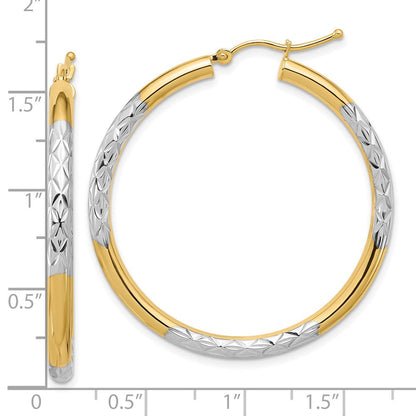 10K Gelb mit Rhodium & Rhodium Diamantiert 3mm Creolen