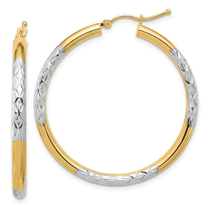 10K Gelb mit Rhodium & Rhodium Diamantiert 3mm Creolen