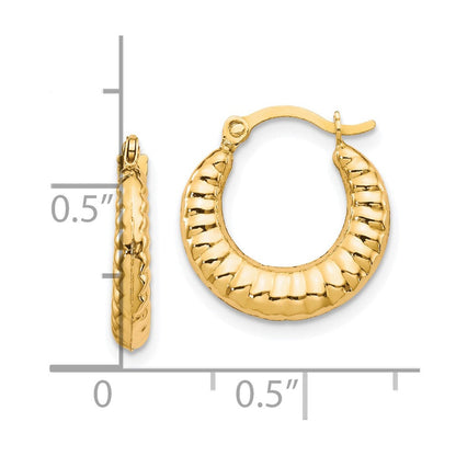 10K Gelbgold Gewellt Hohl Creolen
