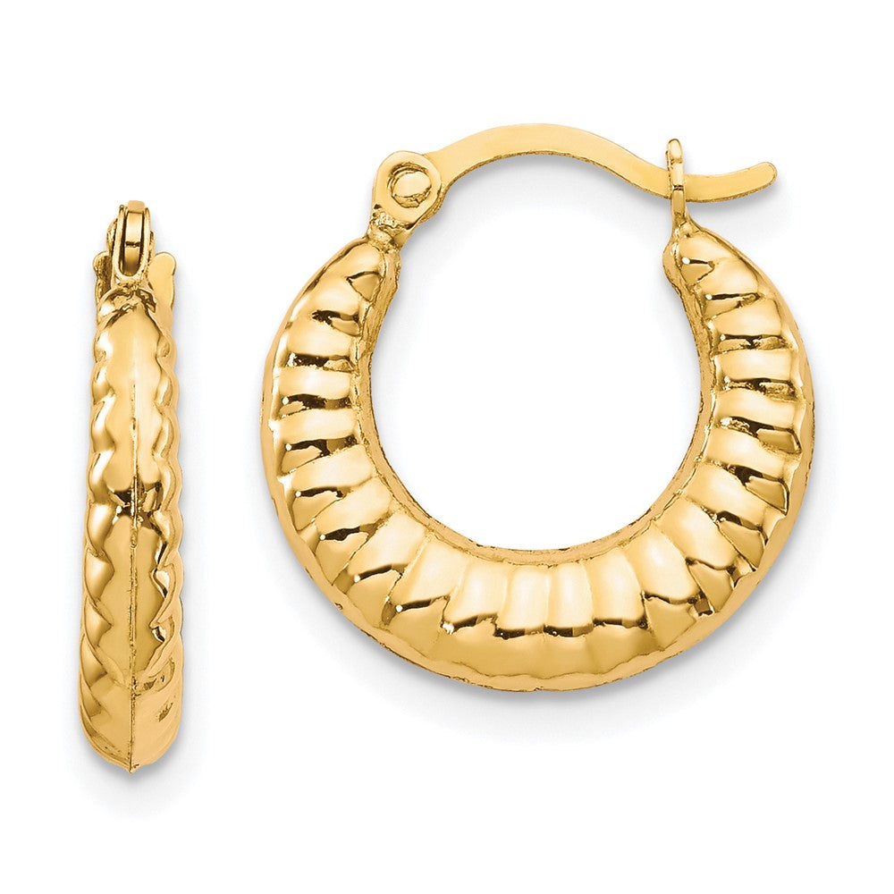 10K Gelbgold Gewellt Hohl Creolen