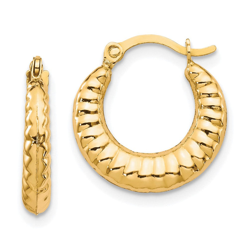 10K Gelbgold Gewellt Hohl Creolen