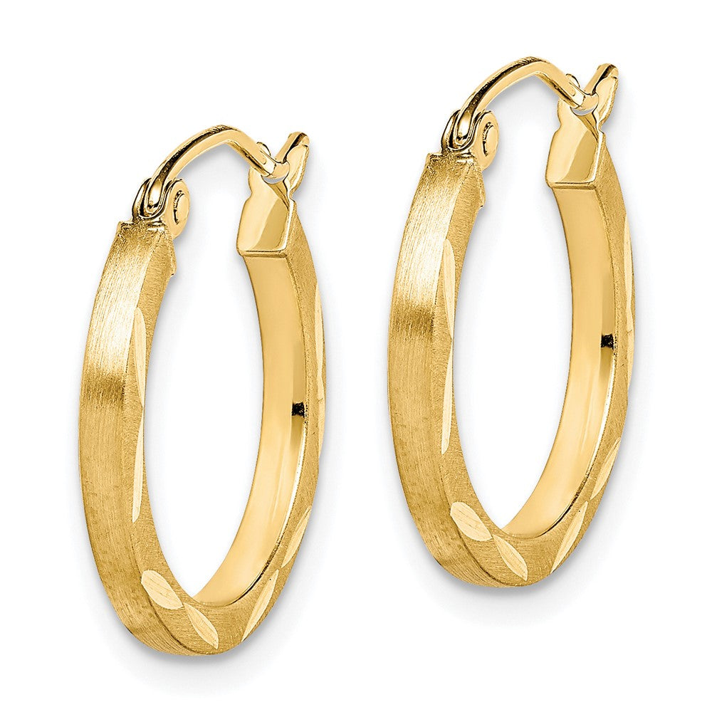 10K Gelbgold Satiniert Diamantiert 2x20mm Creolen