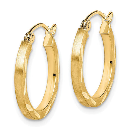 10K Gelbgold Satiniert Diamantiert 2x20mm Creolen