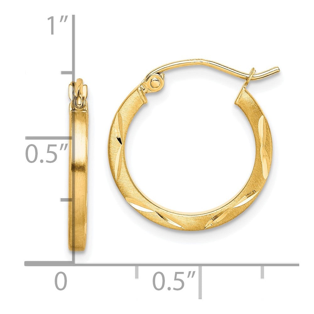 10K Gelbgold Satiniert Diamantiert 2x20mm Creolen
