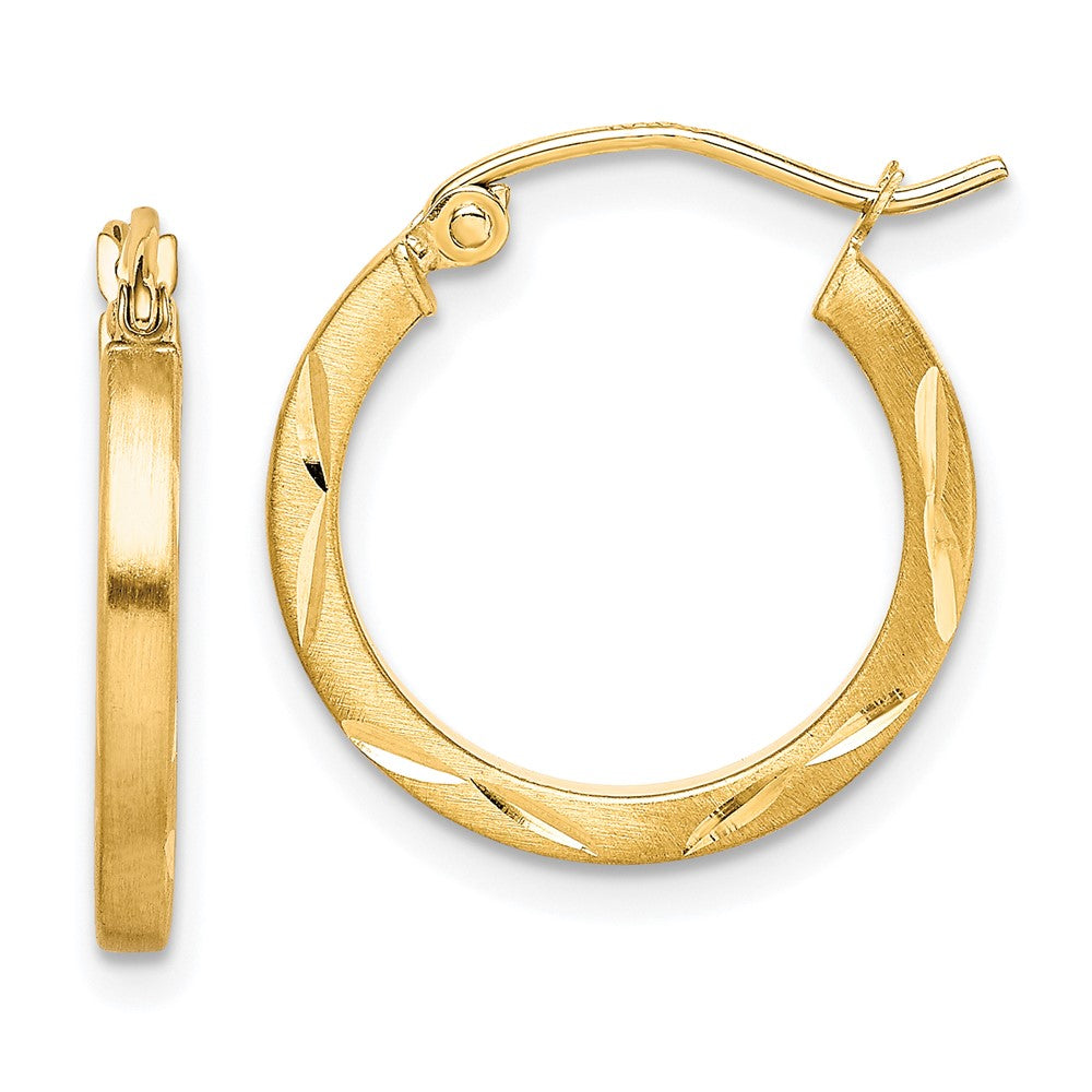 10K Gelbgold Satiniert Diamantiert 2x20mm Creolen