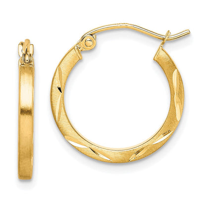 10K Gelbgold Satiniert Diamantiert 2x20mm Creolen