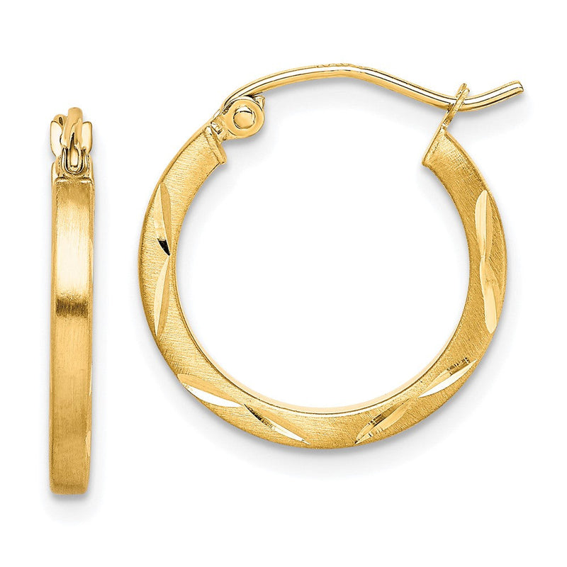 10K Gelbgold Satiniert Diamantiert 2x20mm Creolen