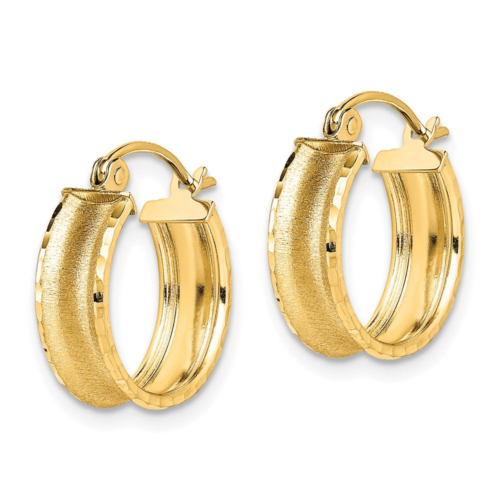 10K Gelbgold Satiniert Diamantiert Creolen