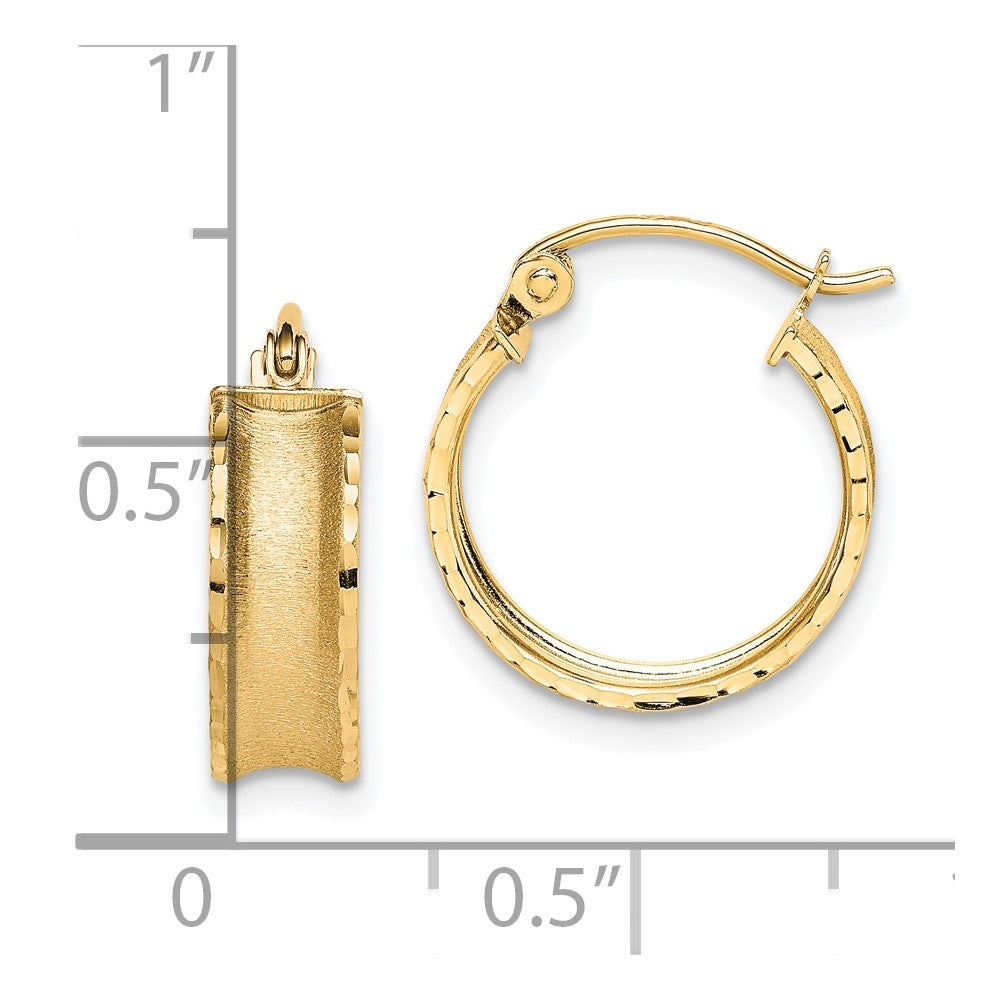 10K Gelbgold Satiniert Diamantiert Creolen