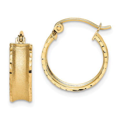 10K Gelbgold Satiniert Diamantiert Creolen
