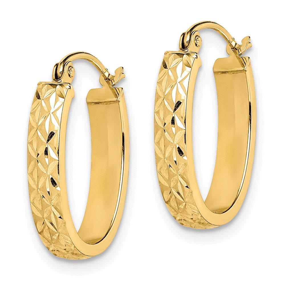 10K Gelbgold Diamantiert Oval Creolen