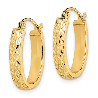 10K Gelbgold Diamantiert Oval Creolen