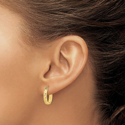 10K Gelbgold Diamantiert Oval Creolen