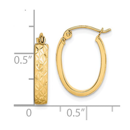 10K Gelbgold Diamantiert Oval Creolen