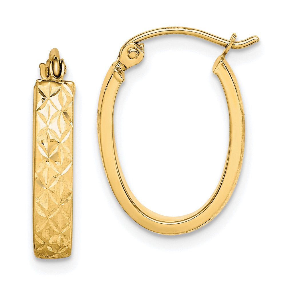 10K Gelbgold Diamantiert Oval Creolen