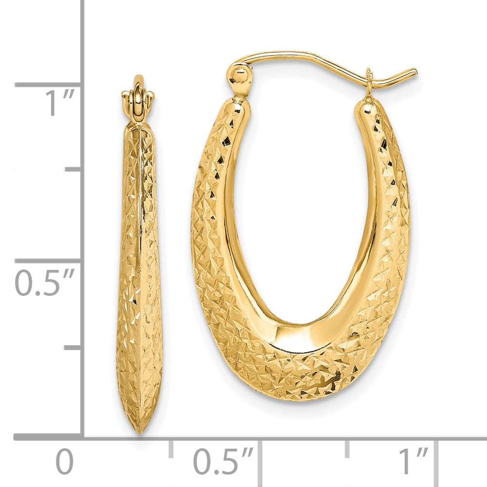 10K Gelbgold Strukturiert Oval Hohl Creolen