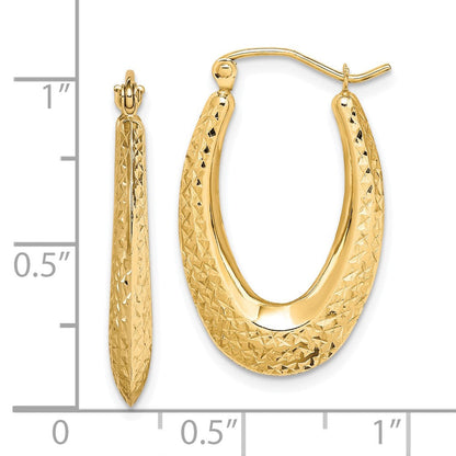 10K Gelbgold Strukturiert Oval Hohl Creolen