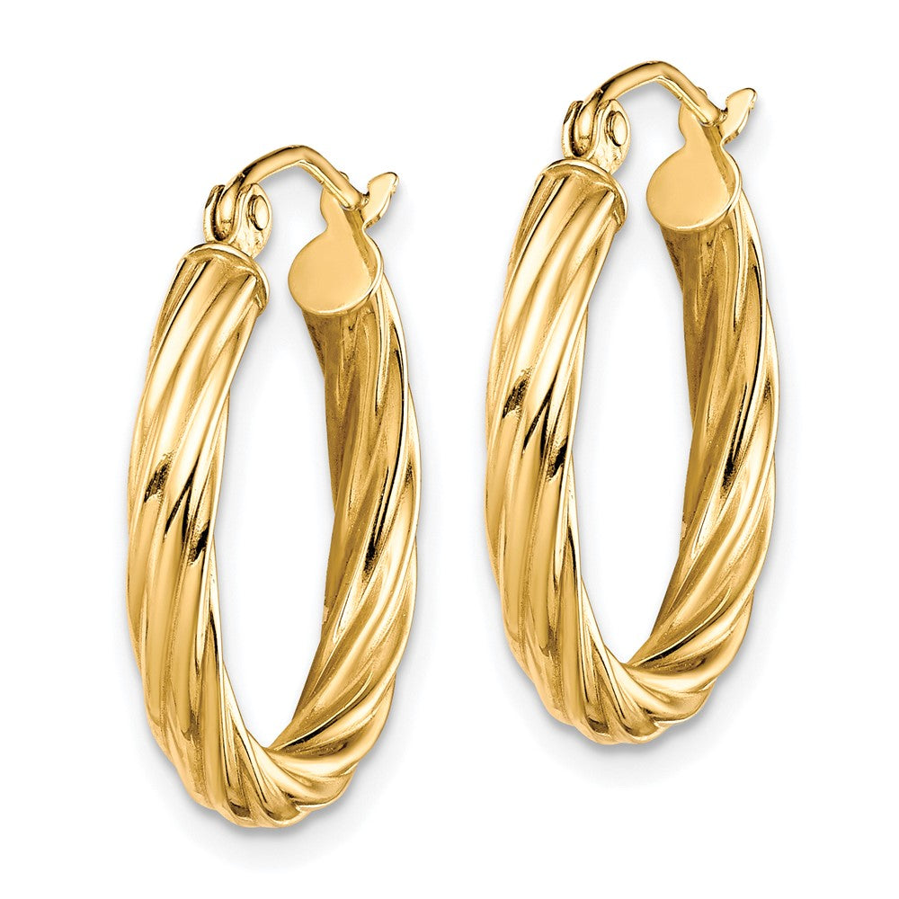 10K Gelbgold Poliert 3mm Gedreht Creolen