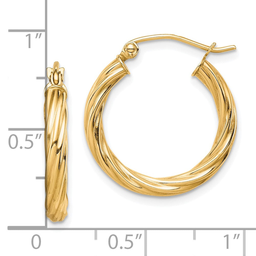 10K Gelbgold Poliert 3mm Gedreht Creolen