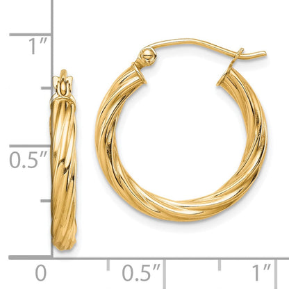 10K Gelbgold Poliert 3mm Gedreht Creolen