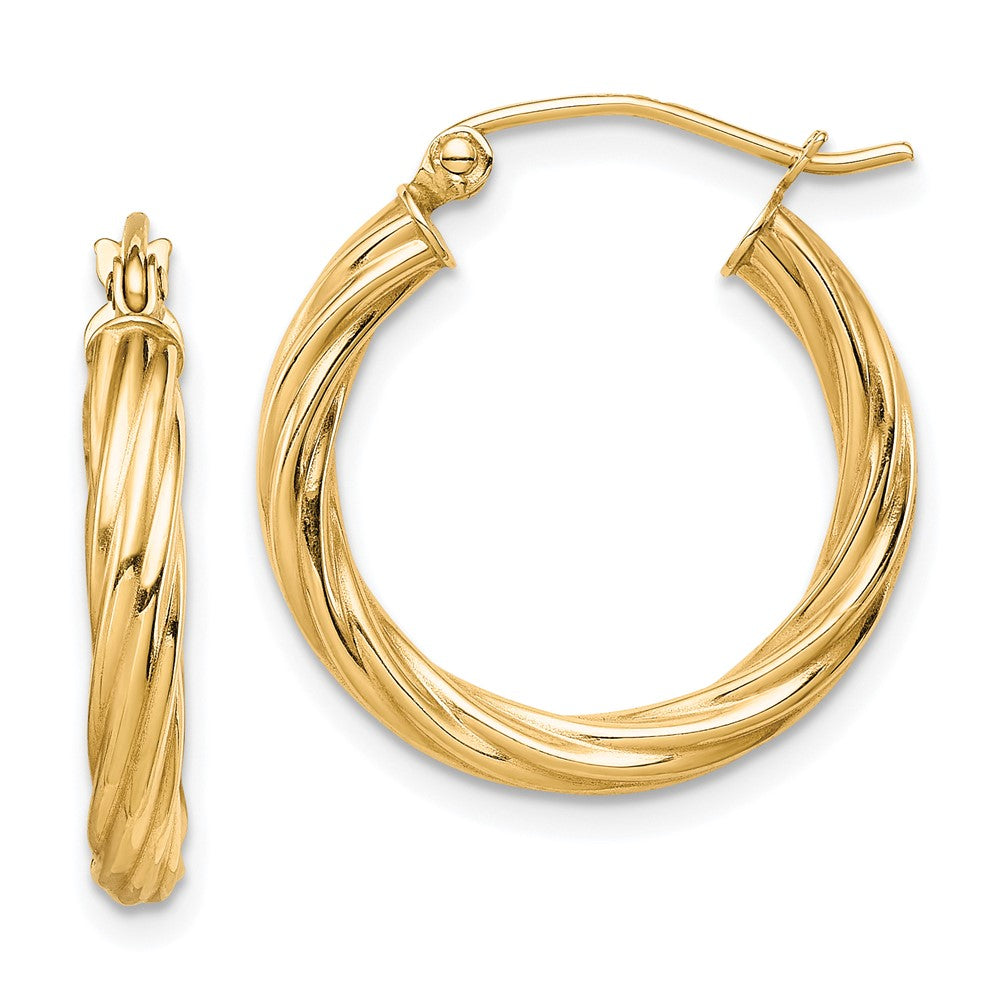 10K Gelbgold Poliert 3mm Gedreht Creolen