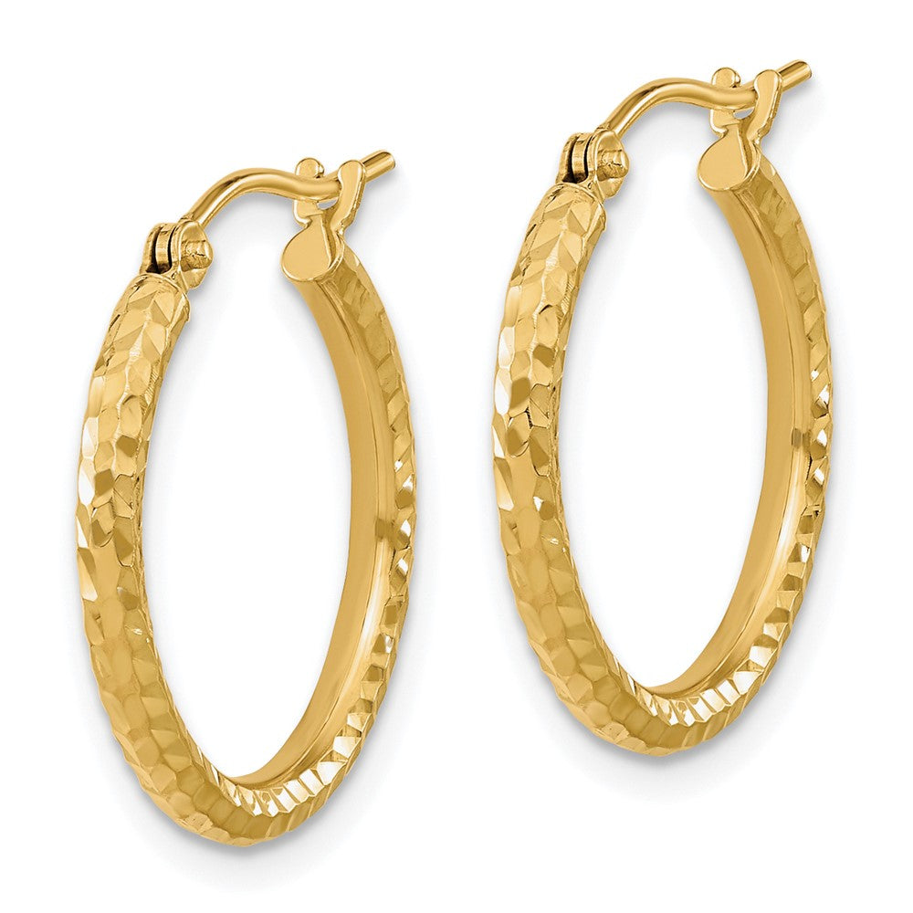 10K Gelbgold Diamantiert 2mm Rund Röhre Creolen