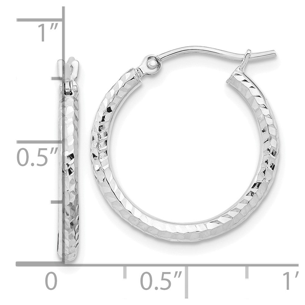 10K Weißgold Diamantiert 2mm Rund Röhre Creolen