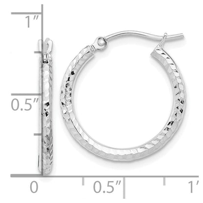 10K Weißgold Diamantiert 2mm Rund Röhre Creolen