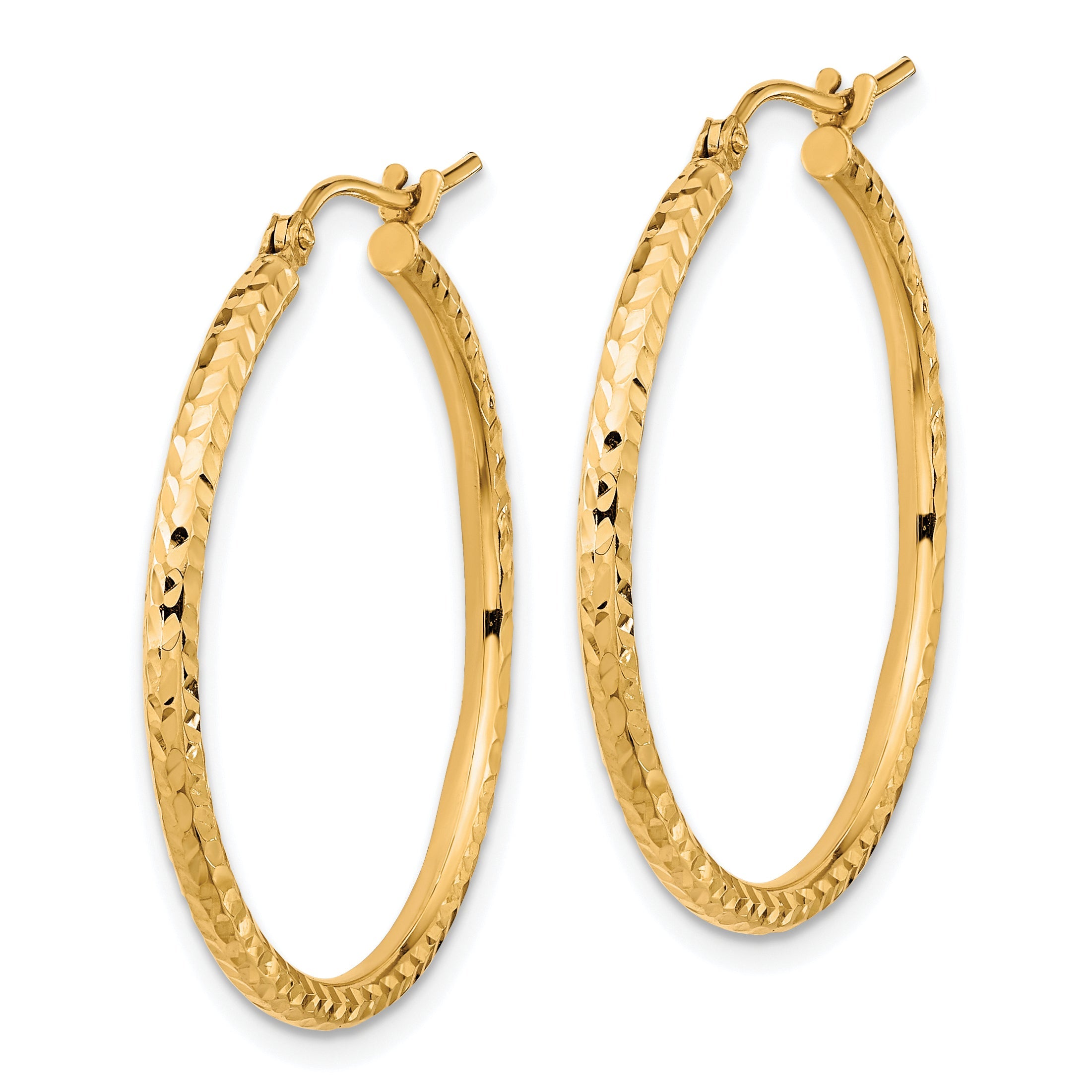 10K Gelbgold Diamantiert 2mm Rund Röhre Creolen