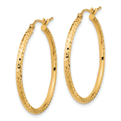 10K Gelbgold Diamantiert 2mm Rund Röhre Creolen