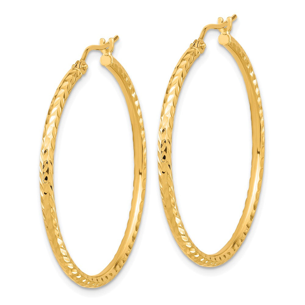 10K Gelbgold Diamantiert 2mm Rund Röhre Creolen