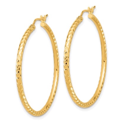 10K Gelbgold Diamantiert 2mm Rund Röhre Creolen