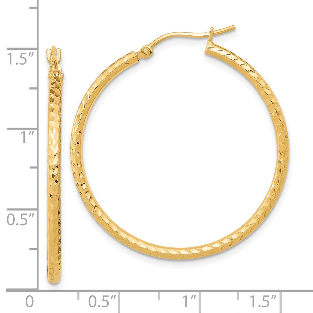 10K Gelbgold Diamantiert 2mm Rund Röhre Creolen