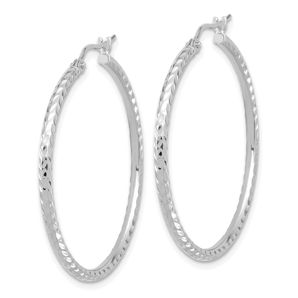 10K Weißgold Diamantiert 2mm Rund Röhre Creolen
