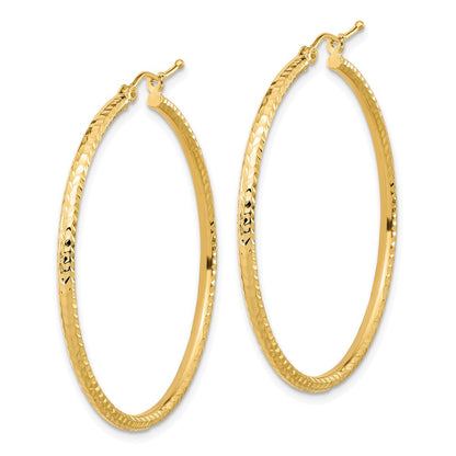10K Gelbgold Diamantiert 2mm Rund Röhre Creolen