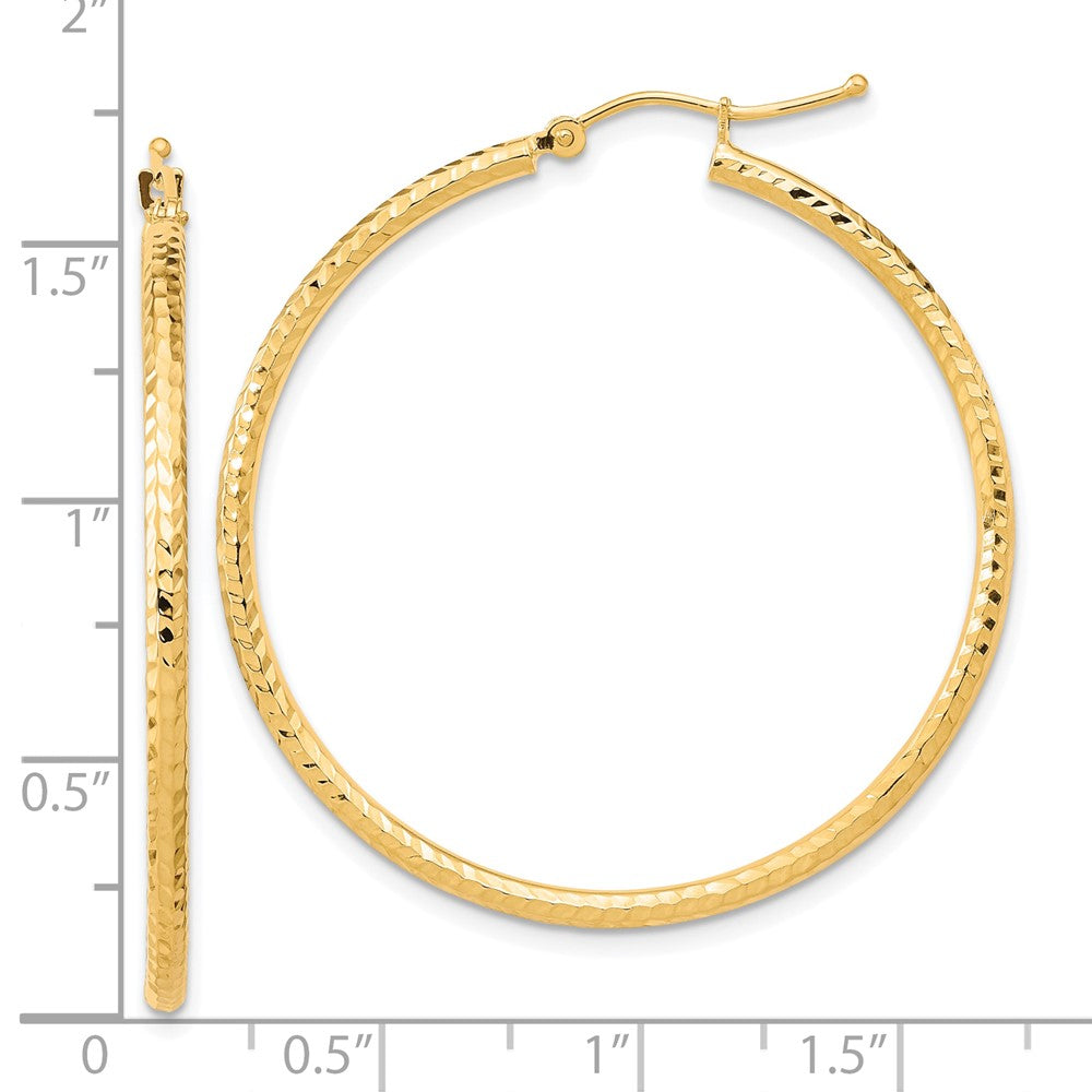 10K Gelbgold Diamantiert 2mm Rund Röhre Creolen